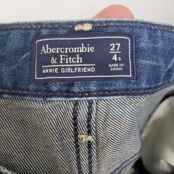 Abercrombie Jeans Womens 4 Annie Girlfriend Embroidered Floral Distressed - Picture 9 of 11